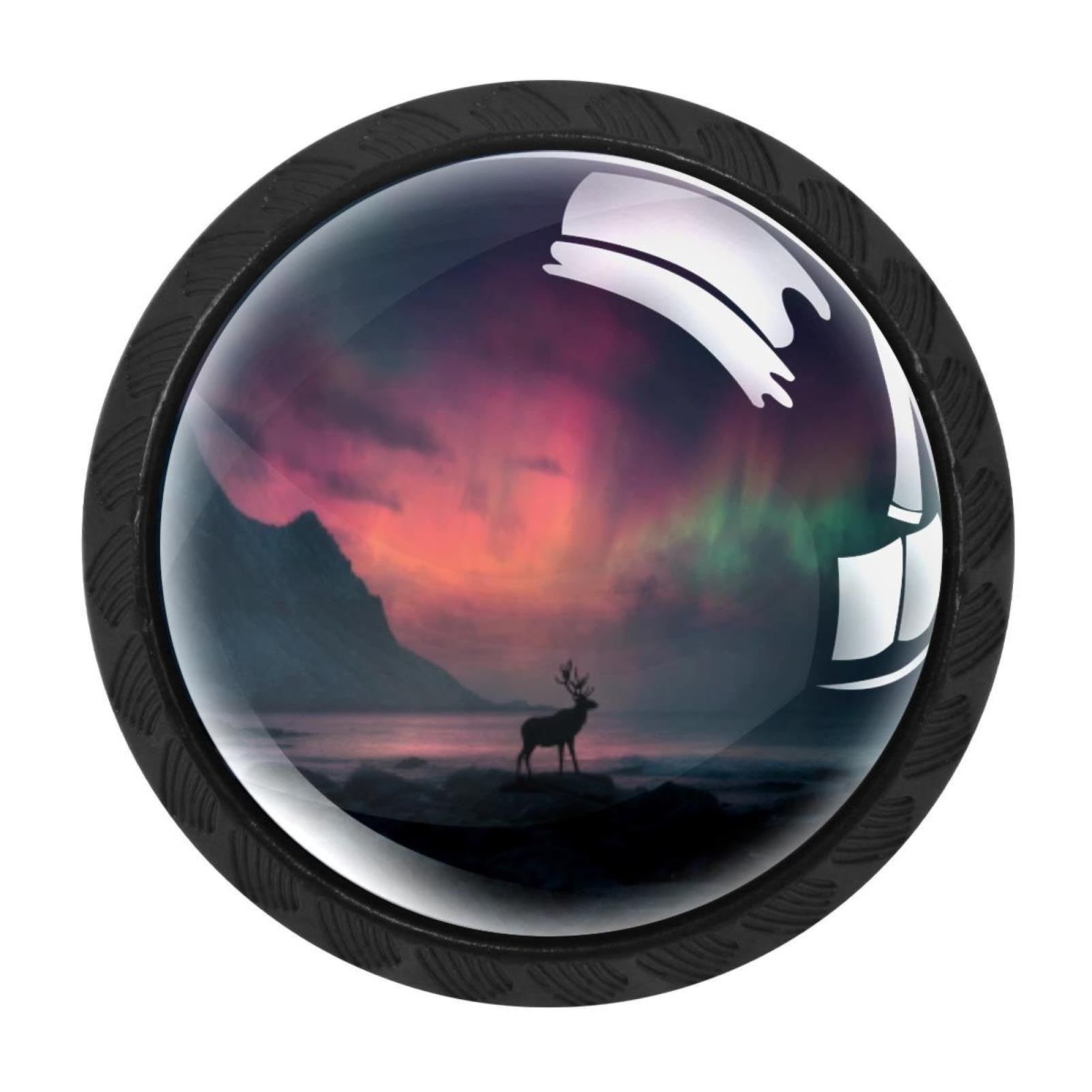 Chenzzzz Multicolored 09 4 Pack Burid The Northern Lights With A Deer (2) Kitchen Cabinet Knobs Drawer Knobs Door Dresser Handles For Personalized Gifts Great For Any Occasion