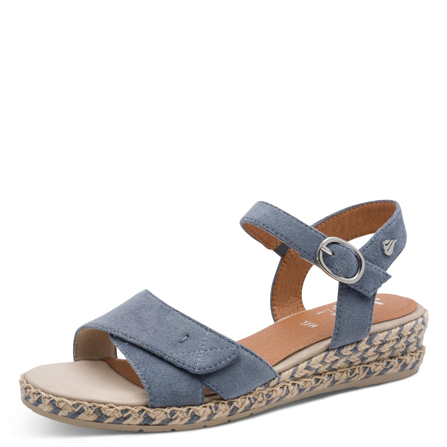 Jana Women's Wedge/Plat Sand MultiAdj+Vegan Wedge Sandals, Denim, 41 EU