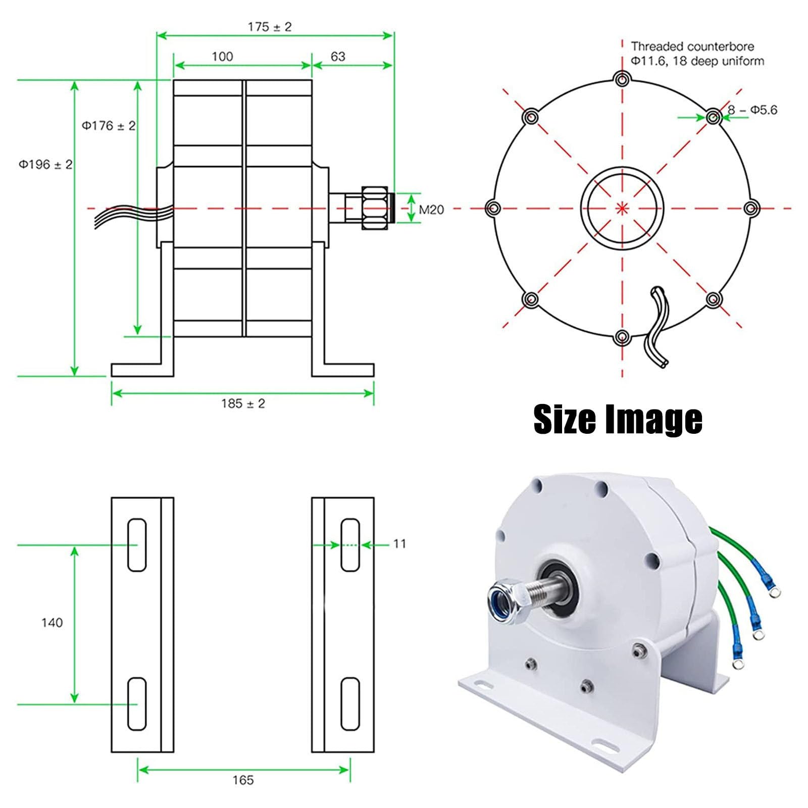 Generator trójfazowy o mocy 6000 W, wolnoobrotowy, bezprzekładniowy generator z silnikiem elektrycznym z magnesami trwałymi do pionowych, poziomych turbin wiatrowych,220V