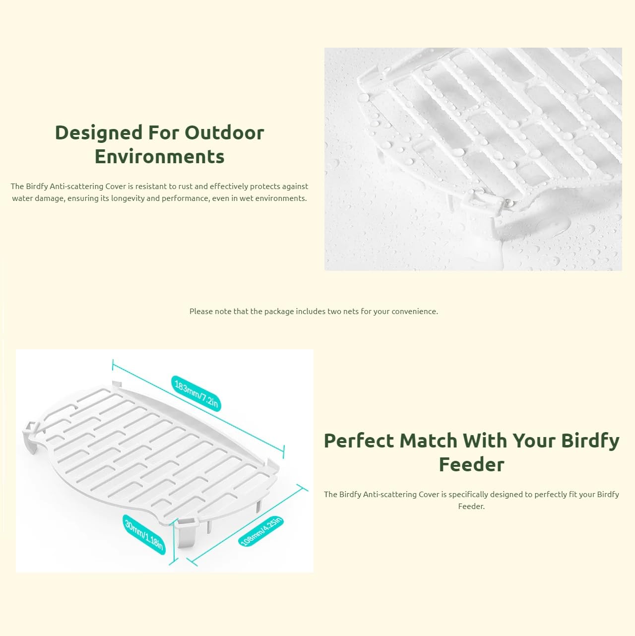 Netvue by Birdfy Couvercle Anti-Diffusion pour caméra mangeoire à Oiseaux, Lot de 2 Protections Durable, Couvercle Anti-Diffusion pour Conserver Les graines d'oiseaux, Facile à Installer et à Nettoyer