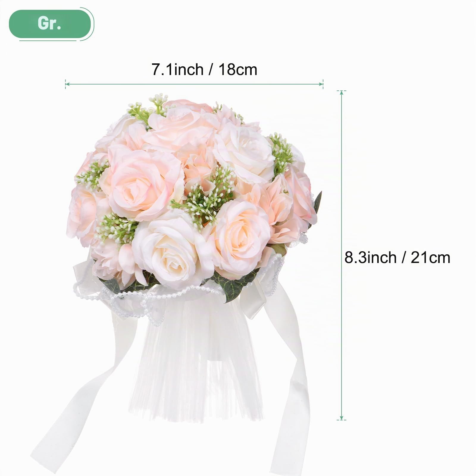 M METERXITY Brautsträuße für die Braut, künstlicher Blumenstrauß für Hochzeit Brautsträuße für Braut/Brautjungfer, Sträuße mit Seidenband [Champagner]