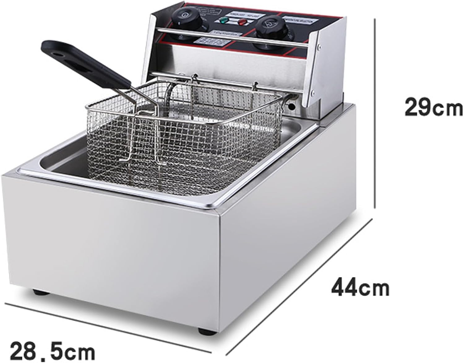 Friggitrice commerciale, friggitrice elettrica da banco per uso commerciale e domestico, friggitrice elettrica in acciaio inox spesso con cestelli e coperchi per cucina domestica e ristorante, frigg