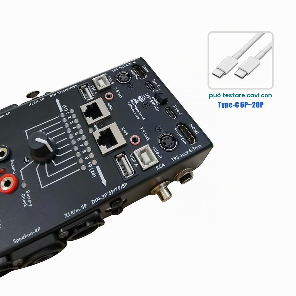 CT-20C Tester per Cavi Audio Multifunzione 16 In 1 Tester per Cavi Elettronico Speciale per di Segnale XLR Compatibile con