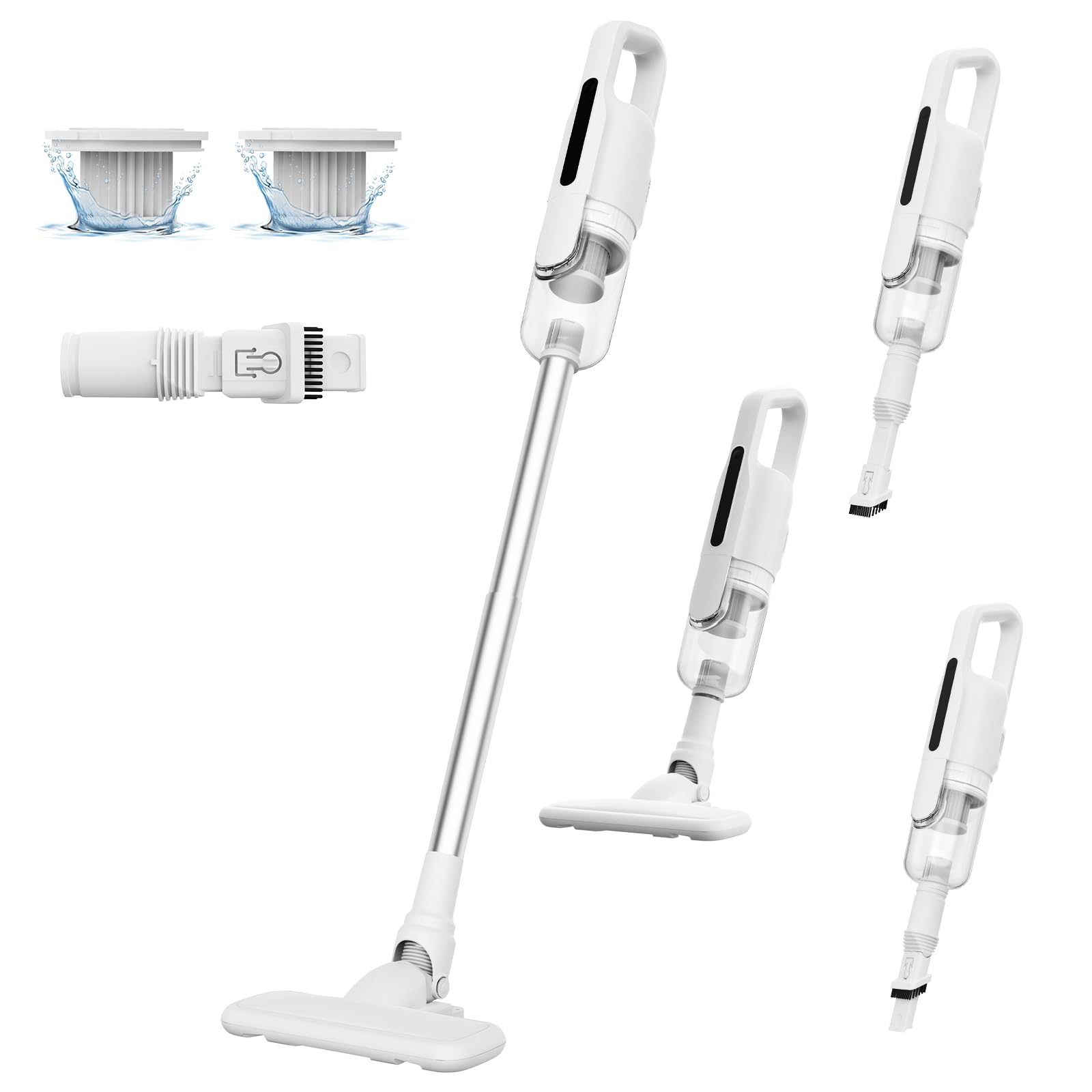 Suirviz U5PRO Aspiradora sin Cable 28000Pa, Escoba Aspiradora Ligera Vertical y de Mano, Filtro HEPA Lavable, Sistema Antienredos, para Suelos Duros, Mascotas, Hogar y Coche