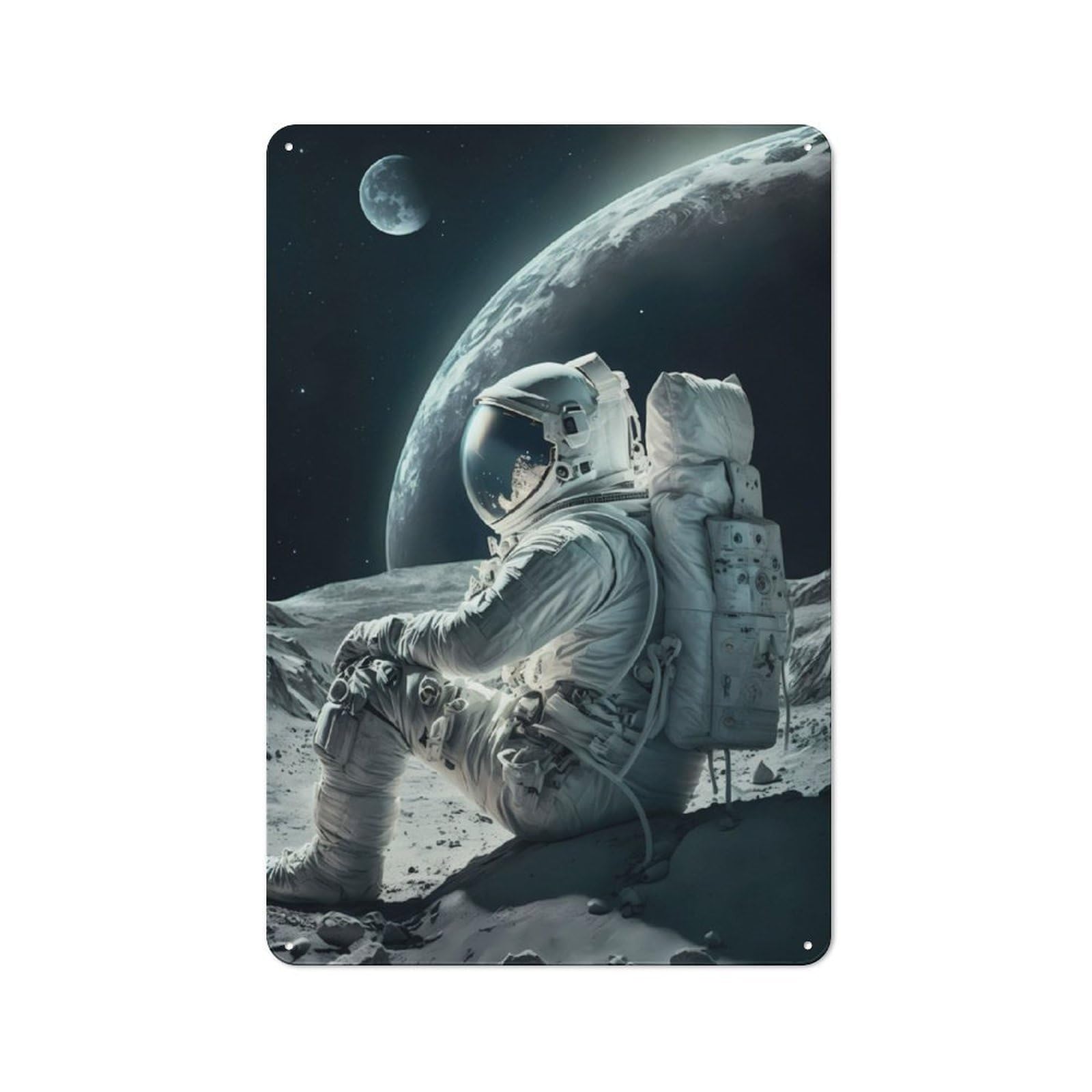Junmoney Esa Astronaut Retro Metal Plaque 30X20cm For Lounge Or Reading Corner, Winter Wall Decor For Reading Corner Decorators