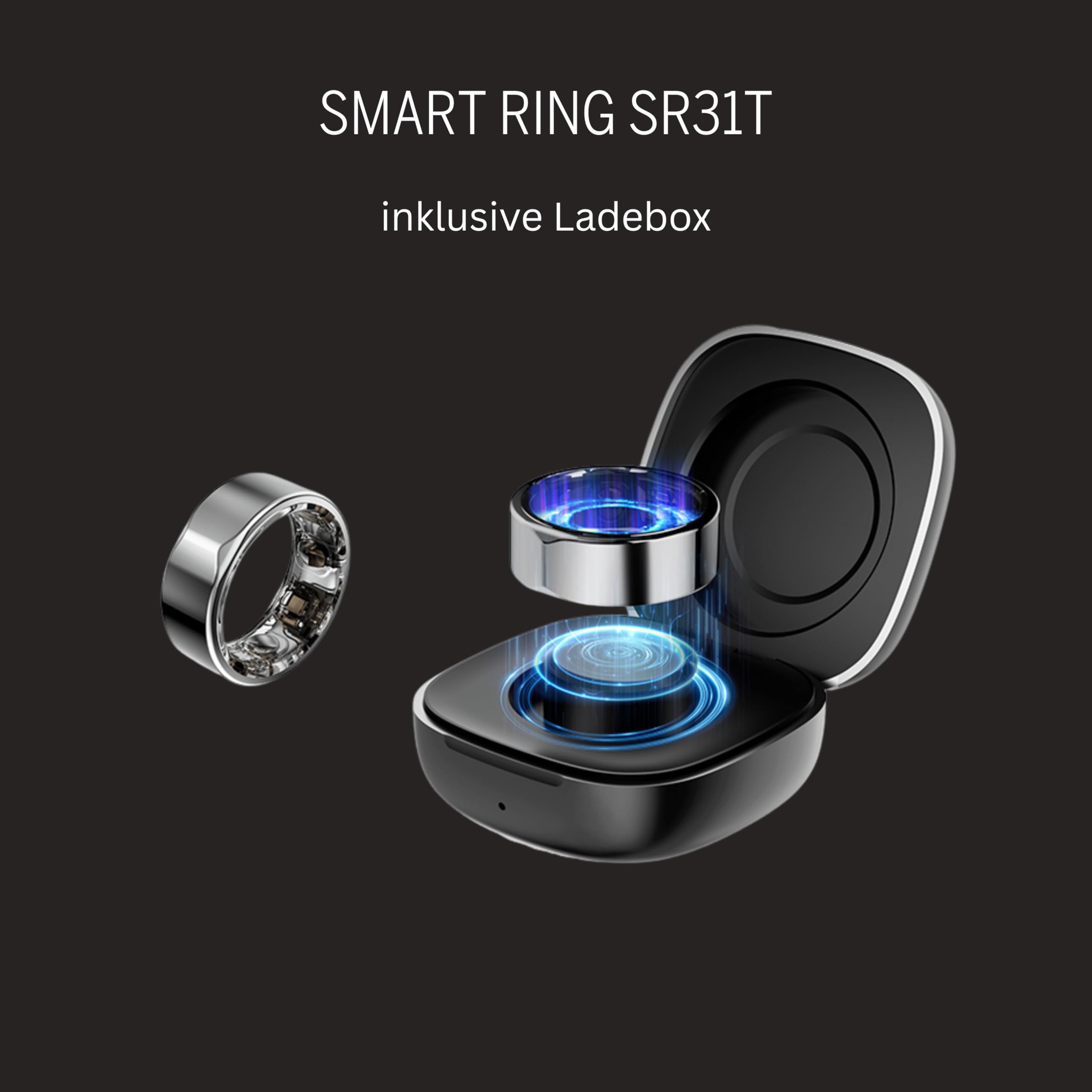 Beafon, Felixx, anello intelligente, SR31T, titanio, argento, misura 13 (69,8 mm), fitness tracking, frequenza cardiaca, ossigeno nel sangue e pressione sanguigna, monitoraggio dello stress, IP68