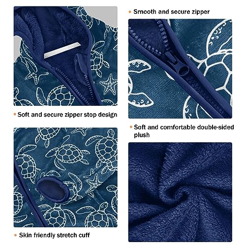 Sea Turtle Starfish Boys Fleece Hoody Jacket Zip Up Coat Warm Fall Winter Plush Jacket Long Sleeve Outerwear3