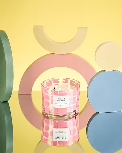 Miniatura 3 de M&SENSE Garden Rose perfumada, cera de soja natural de 11.6 onzas, no tóxica para el hogar, vela en tarro de 3 mechas, hasta 60 horas de tiempo de