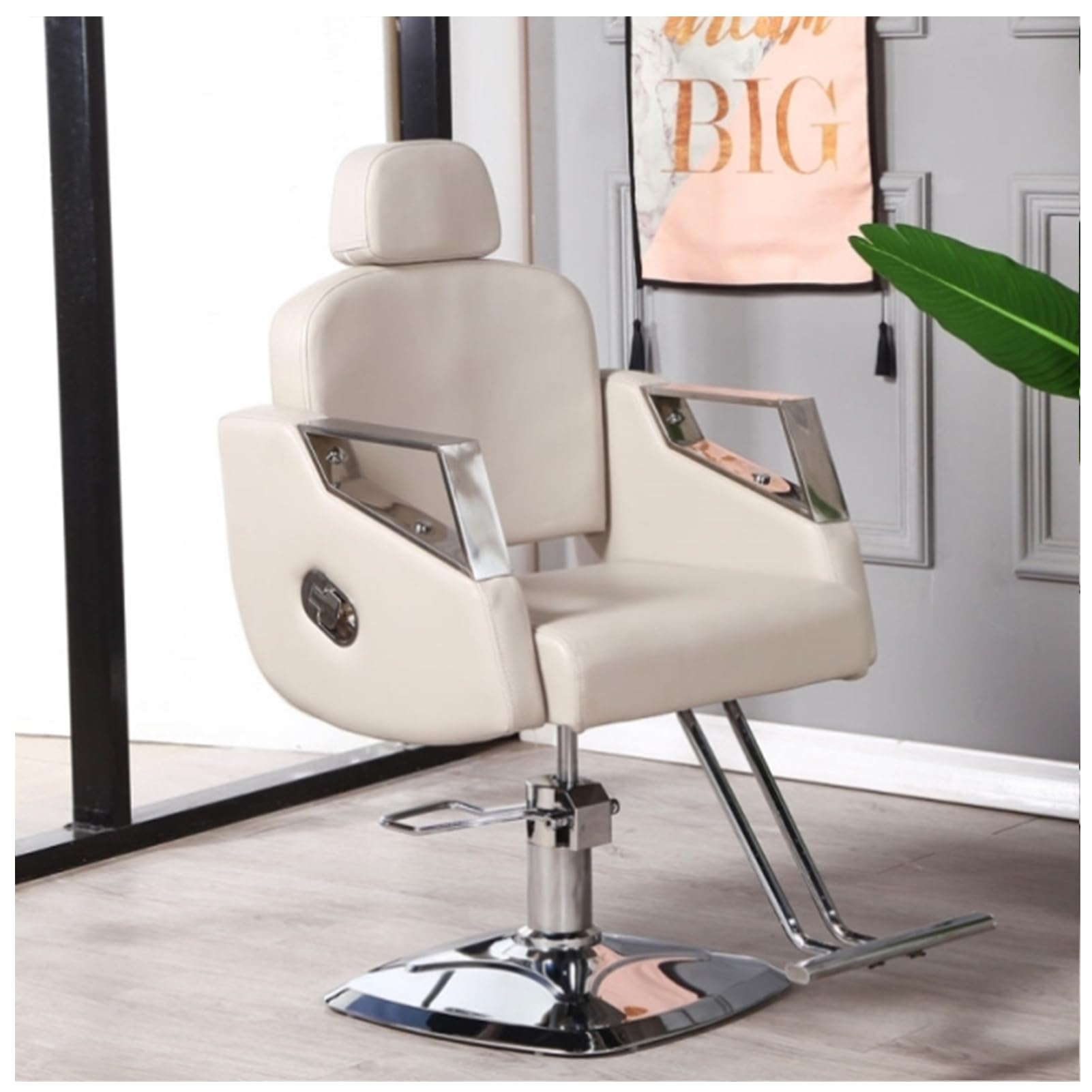 OZBMA Reclining Salon Barber Chair with ty Hydraulic Pump 360° Swivel Hairdresser for Stylists Comfortable White Haircuts and Beauty Treatments