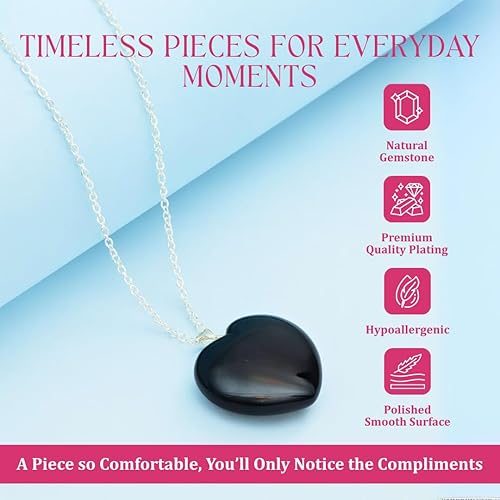 Miniatura 5 de Gempires Love - Collar con colgante de cristal de corazón para mujer, chapado en plata, cadena ajustable de 18 + 2 pulgadas