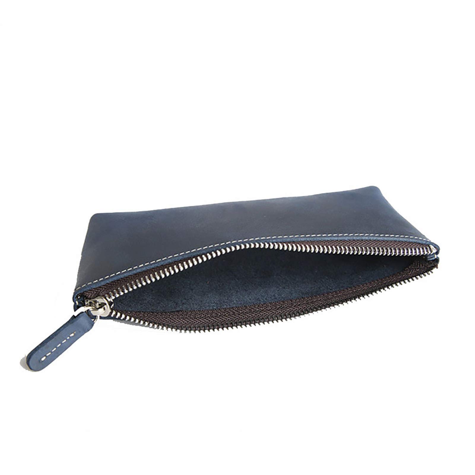 Astuccio in pelle, astuccio piccolo, Astuccio in Pelle con Cerniera Multicolor 21x8.5x2.5cm(Blue)