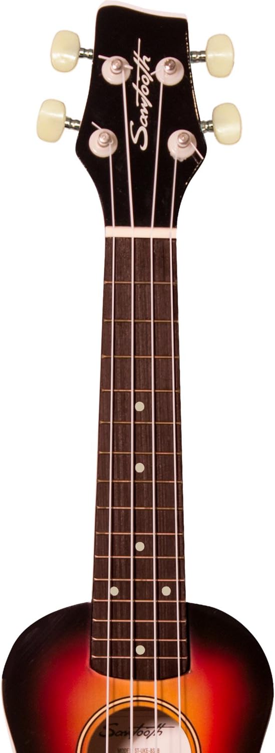 Sawtooth 4-String Sunburst Basswood Soprano Ukulele with Uke Chord Guide, Padded Gig Bag, Picks, Pitch Pipe and Free Online Lessons