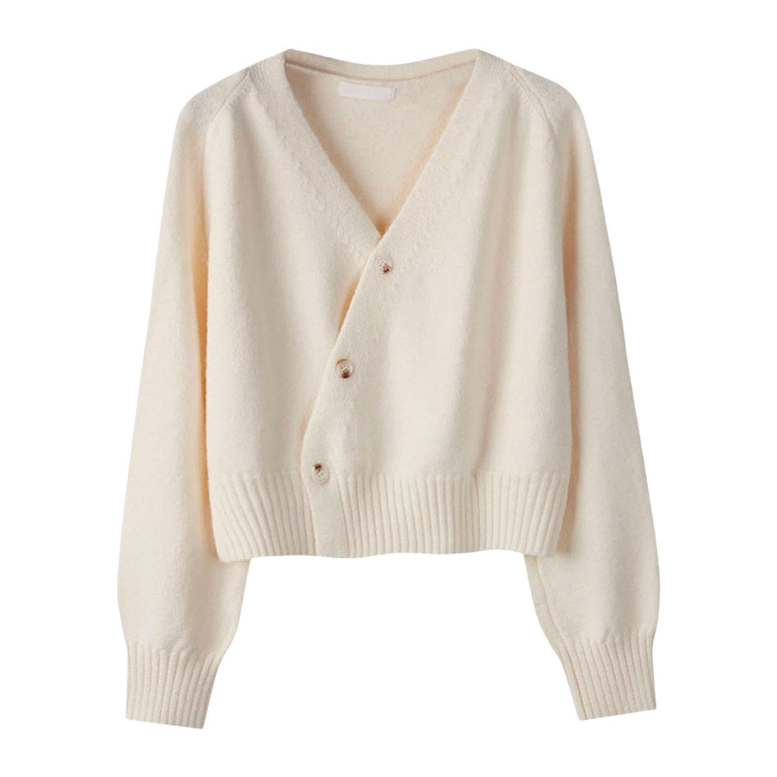 Womens Cardigan Sweater for Fall Winter Jacket Clothes V Neck Crop Apricot| Sweaters| Clothing |Clothing Shoes & Accessories-image-37