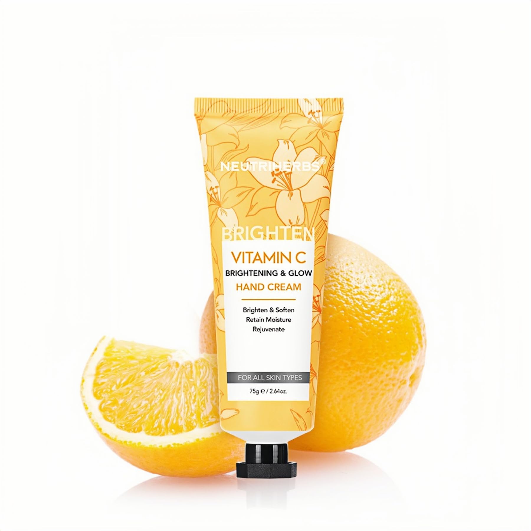 Neutriherbs Vitamin C Hand Cream-75ML,Brighten Hand Lotion for Hand Moisturiser Deep Nourishing & Hydrating Hand Cream for Very Dry Hands Anti-Aging Handcream for Women Men-Cherry Blossom Scent