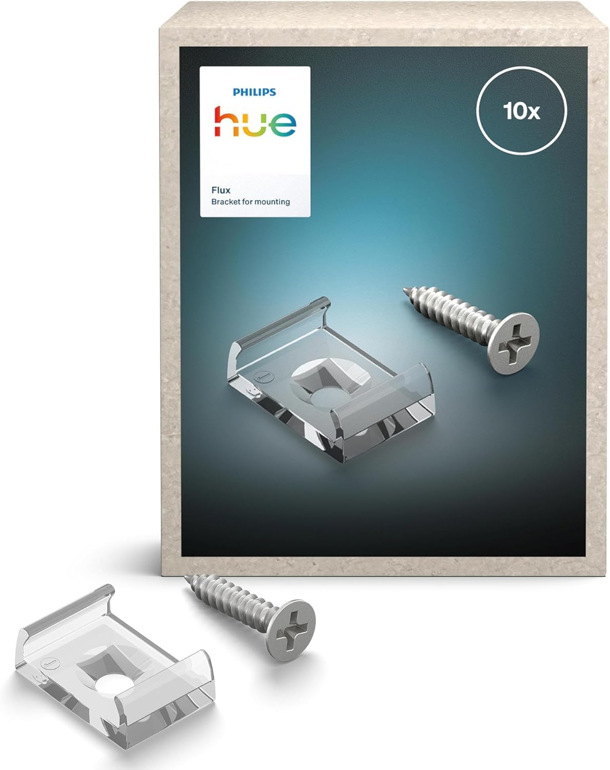 Staffe di Montaggio per Strisce LED Hue Flux, Accessori, Illuminazione Flessibile per Interni, Facile Installazione, Robuste Clip Trasparenti, Viti e Nastro Adesivo Inclusi, Confezione da 10