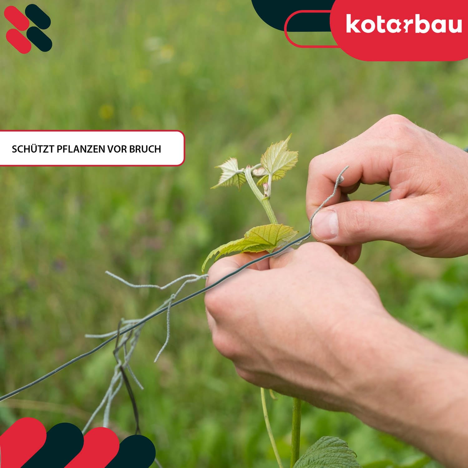 KOTARBAU® Drut ogrodowy o średnicy 1,1 mm, długość 50 m, z PCW, drut łączący srebrny, do kwiatów, roślin, DIY, zwijany