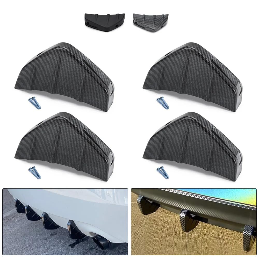 Spoiler dachowy 4 sztuk/zestaw tylny dolny zderzak samochodowy dyfuzor Spoiler płetwy rekina rozdzielacz skrzydełkowy uniwersalny zmodyfikowany(Carbon Fiber Look)