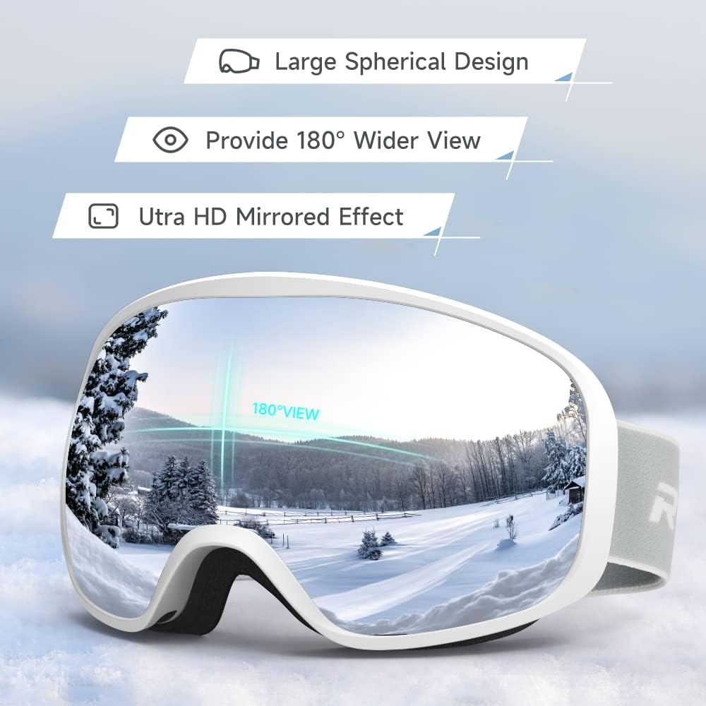Ski Goggles Snowboard Goggles for Men Women Adults Youth,Over Glasses OTG/100% UV Protection/Anti-fog/Wide Vision - Image 3