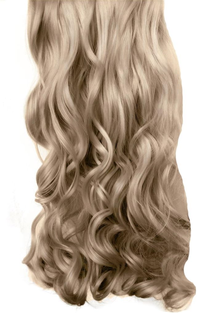 Clip in Hair Extensions - Champagne Blonde - Curly - 22 Inch / 56 cm - Full Head - 8 Pcs 120g - Heat Resistant Synthetic - Looks and Feels like Real Hair