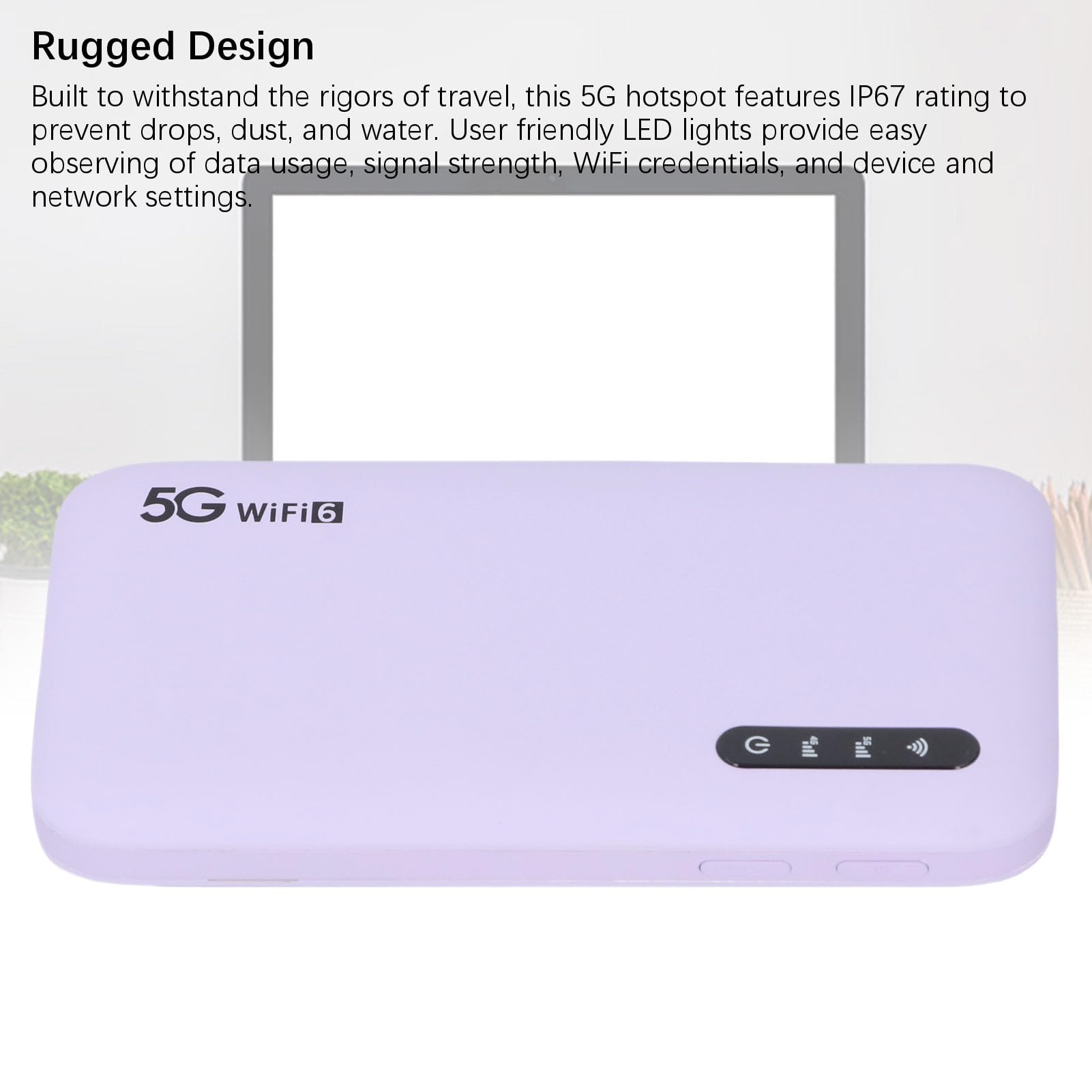 5G WiFi 6 Mobile Hotspot Portable Router, 6100Mah Battery IP67 Waterproof for Travel, Supports 16 Devices & Nano Sim, Dual Band 2.4G/5.8G (Sim Non incluso)