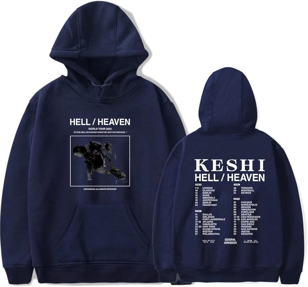 Keshi The Hell/Heaven Tour Merch Hoodie Pullover World Tour Navy