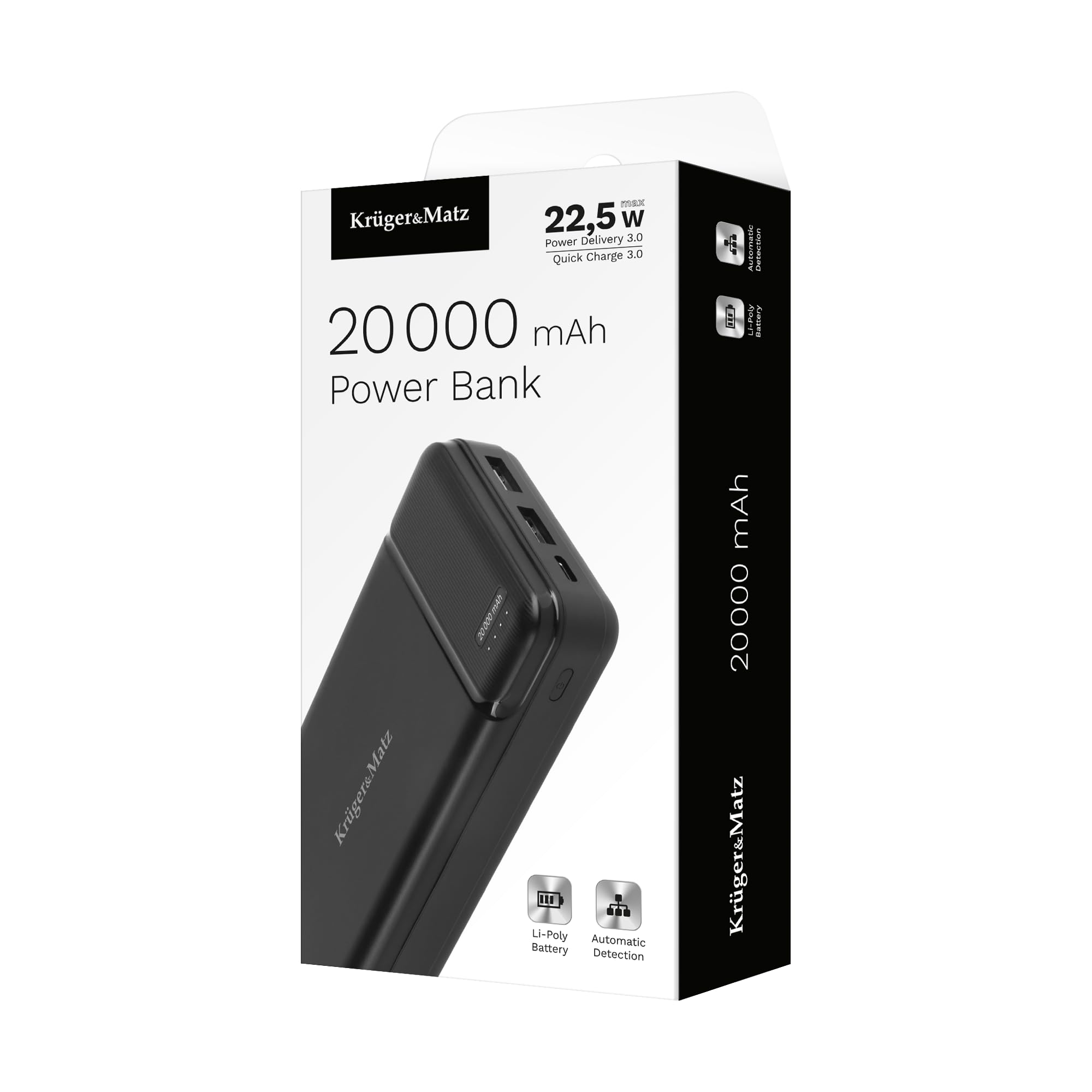 Krüger&Matz Powerbank 20000 mAh Li-pol Funkcja QC oraz PD KM0906.1