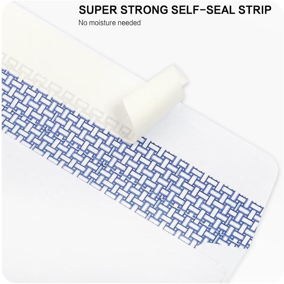 HERKKA #10 Security Self-Seal Envelopes, No.10 Windowless Bussiness Envelopes, Security Tinted with Printer Friendly Design - Size 4-1/8 x 9-1/2 Inch - White - 24 LB - 500 Pack - Image 5
