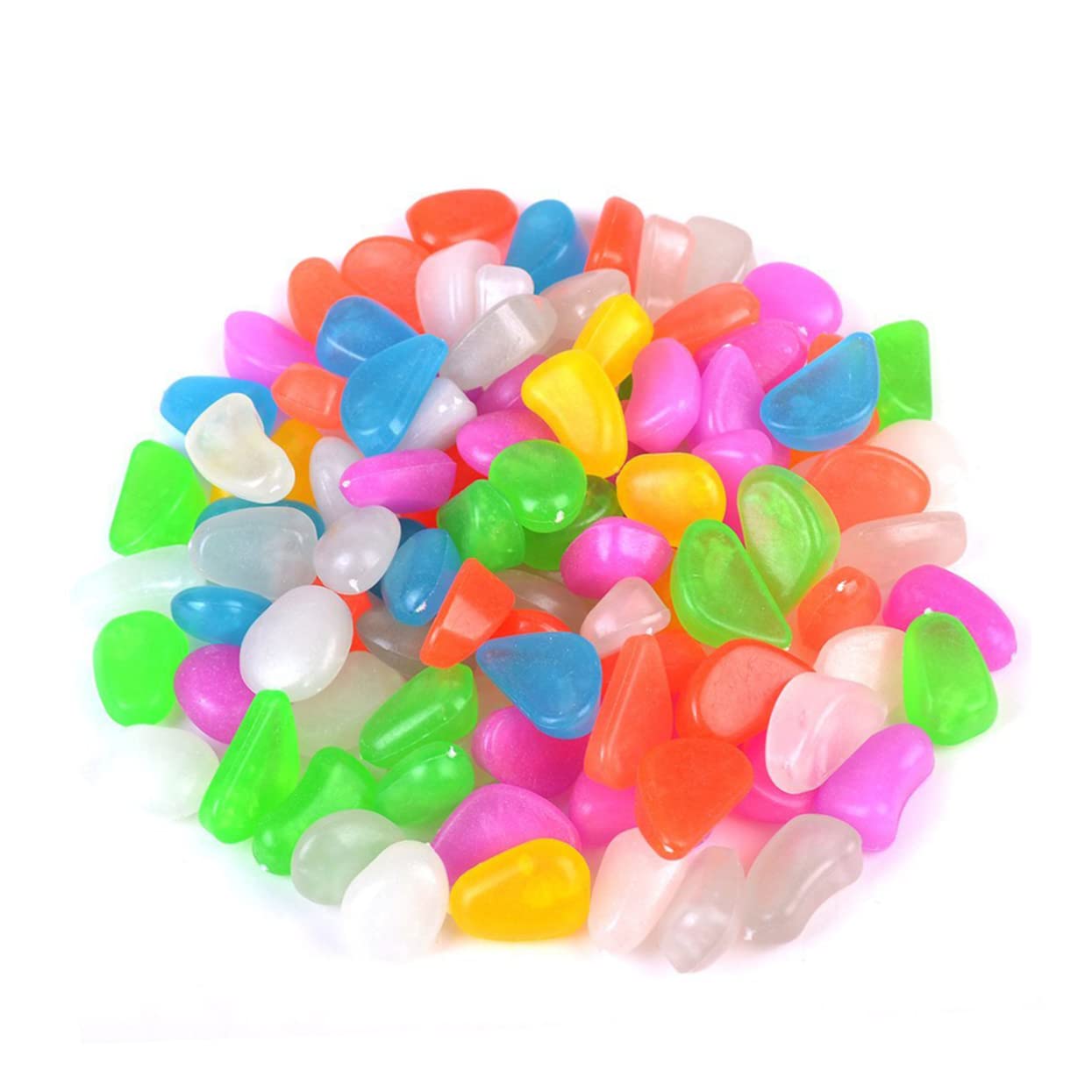 IWOWHERO 100Pcs Glow Dark Cobblestone Pebble Stones for Aquarium Fish Tank Garden Decor Luminous Decorative Gravel for Use Safe