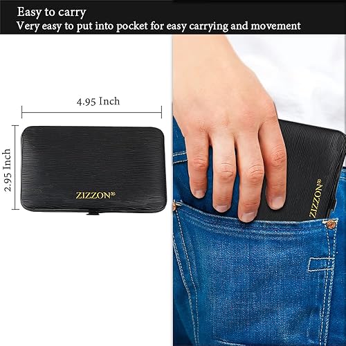 Miniatura 6 de ZIZZON Mini juego de manicura de viaje Juego de cortaúñas 10 en 1 de acero inoxidable Pedicura Cuidado Kit de aseo con estuche (negrorojo)