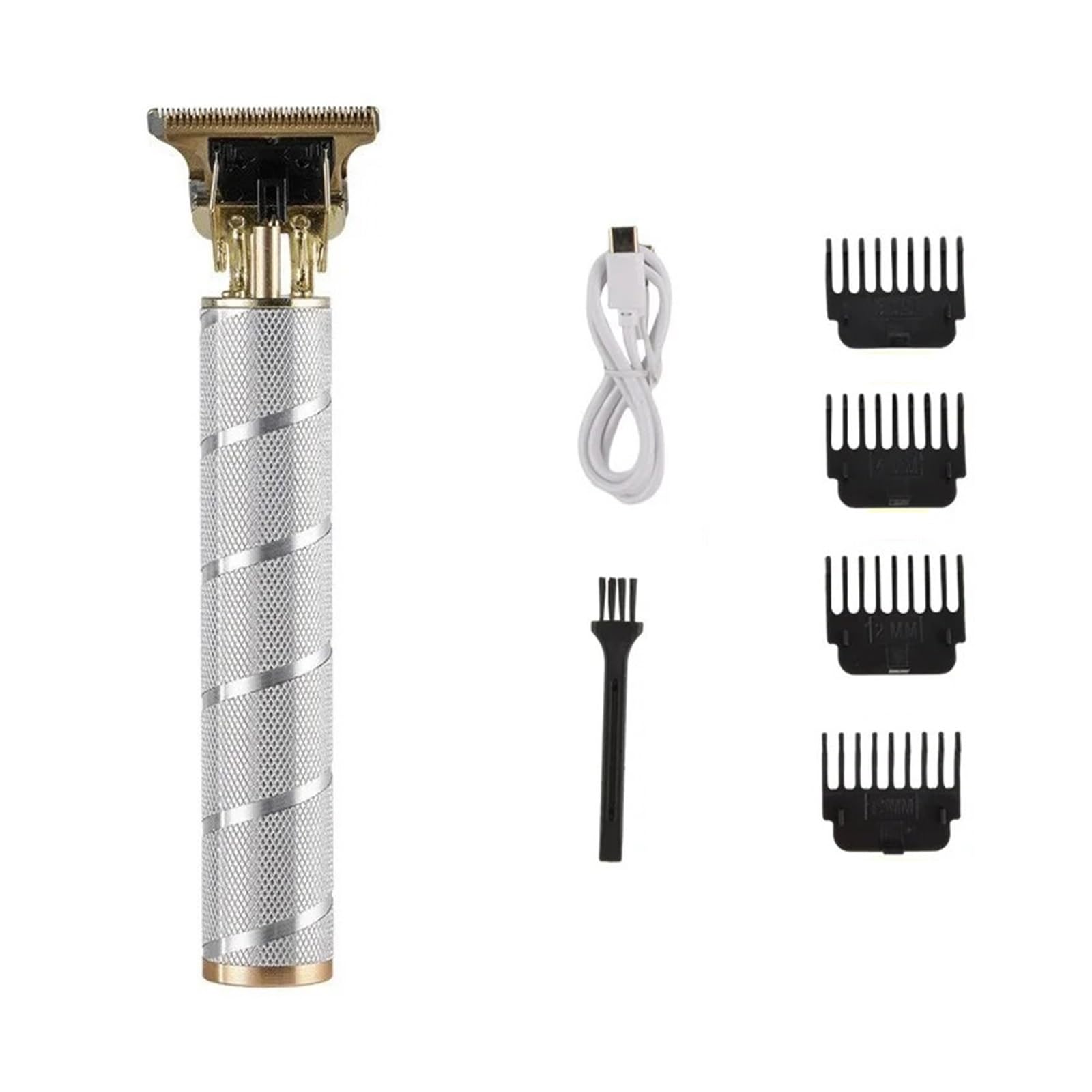 Elektrischer Haarschneider T9 für Männer, wiederaufladbarer elektrischer Rasierer, Bartschneider für Männer (Sliver Screw-nobox)