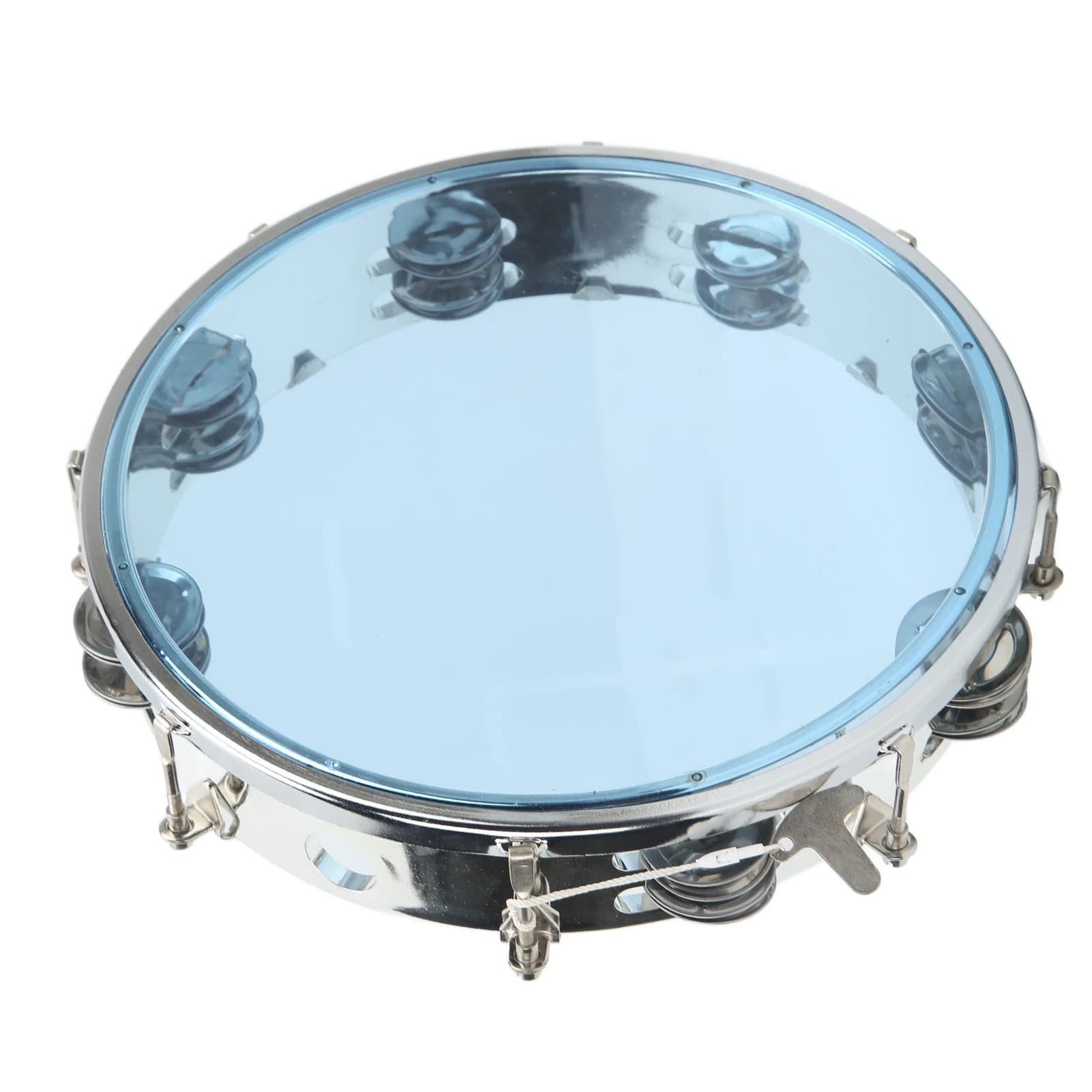 25,4 cm große Handtrommel mit verstellbarem Ton, zweireihiges Handglocken-Percussion-Instrument, leichtes ABS-Tamburin für Kinder und Erwachsene, Metallglocken für klaren, weichen Klang, perfekt für