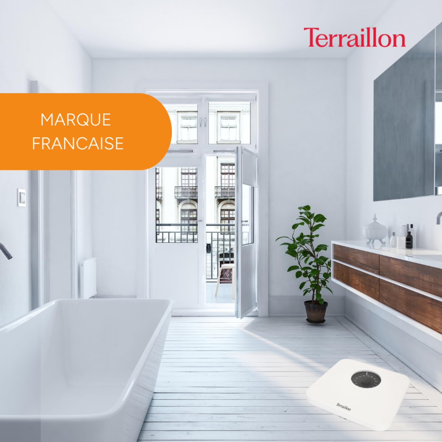 TERRAILLON - Bilancia pesapersone meccanica - Grande capacità 150 kg - Modello "Nautic", bianco