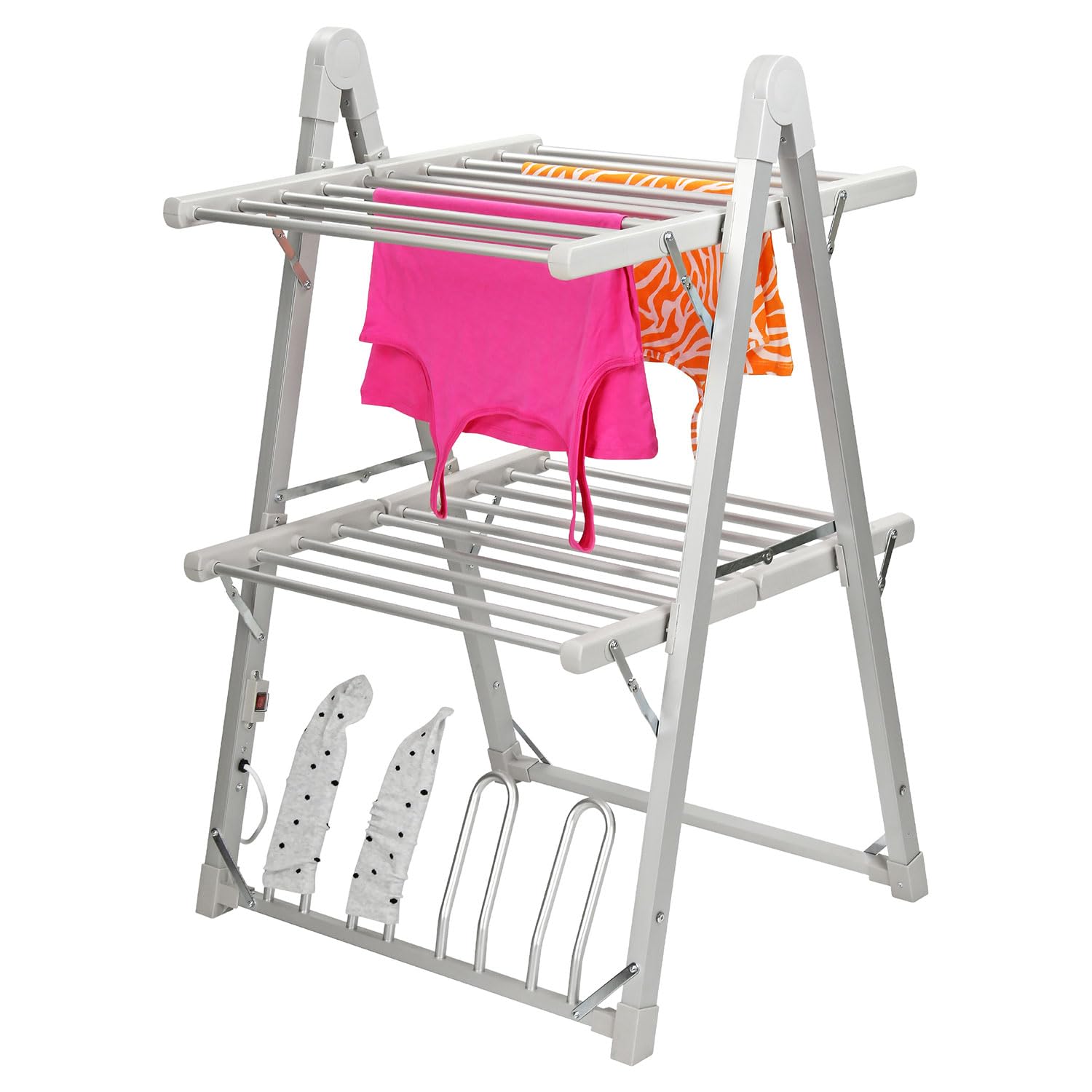 Taylor & Brown 2 Tier A Frame Heated Clothes Airer | Folding Aluminium Clothes Drying Rack | Electric Laundry Drying Horse Rack | 230W Energy Efficient 20 Rails, 101cm, 12.4m Drying Space