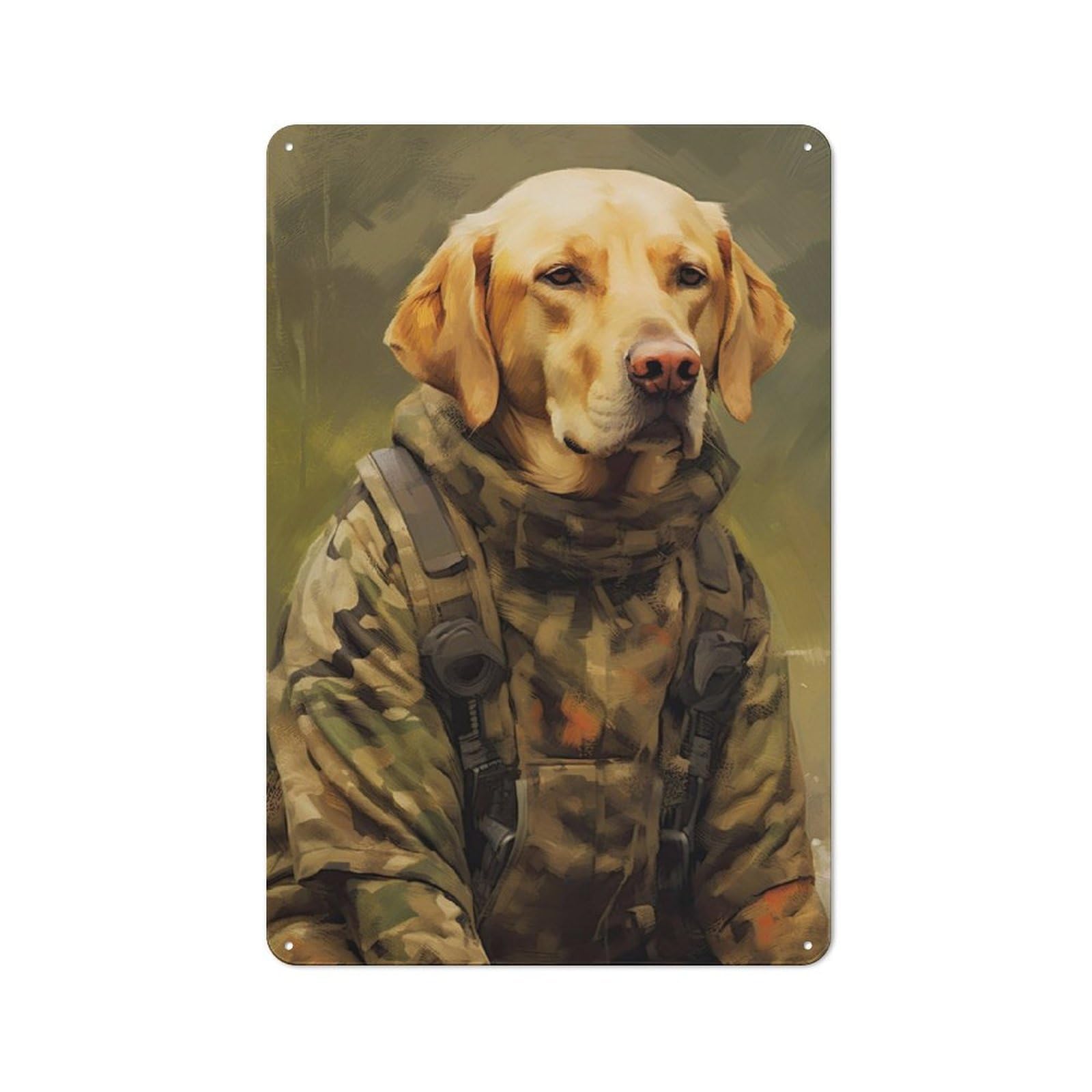 Junmoney Labrador Camo Jacket Printed Metal Sign 30X20cm For Studio Or Craft Room, For Creative-Space Collectors