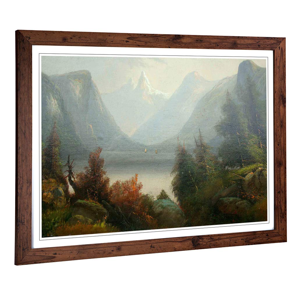 Big Box Art Framed Print of Jasper Francis Cropsey Hudson River Design | Wall Art Picture | Home Decor for Kitchen, Living Room, Bedroom, Hallway, Walnut, A2 / 24.5x18 Inch / 62x45cm