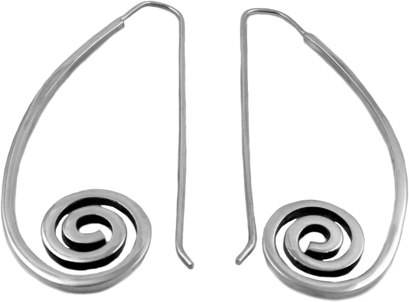 Sterling 925 Silver Deco Swirl Threader Earrings
