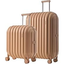 artrips Large Checked Luggage 20+28 Inch, Hard Shell Suitcase with Spinner Wheels, Large Travel Suitcase for Long Trips and Family Travel, Brown