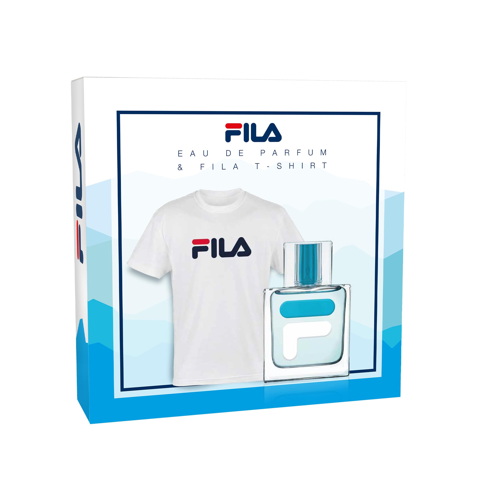 FILA Set Regalo Uomo Con Eau de Parfum 100 ml e T-Shirt, Cofanetto Con Elegante Profumo e Comoda T-Shirt Alla Moda, Kit Per Compleanni e Occasioni Speciali