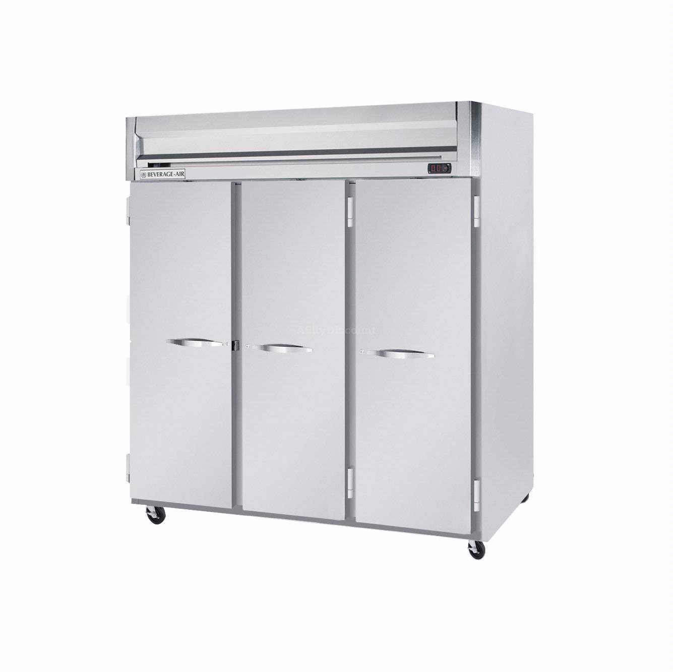 HFP3-5S Horizon Series Three Section Solid Door Reach-In Freezer 74 cu.ft. Capacity Stainless Steel Front and Sides Aluminum Interior