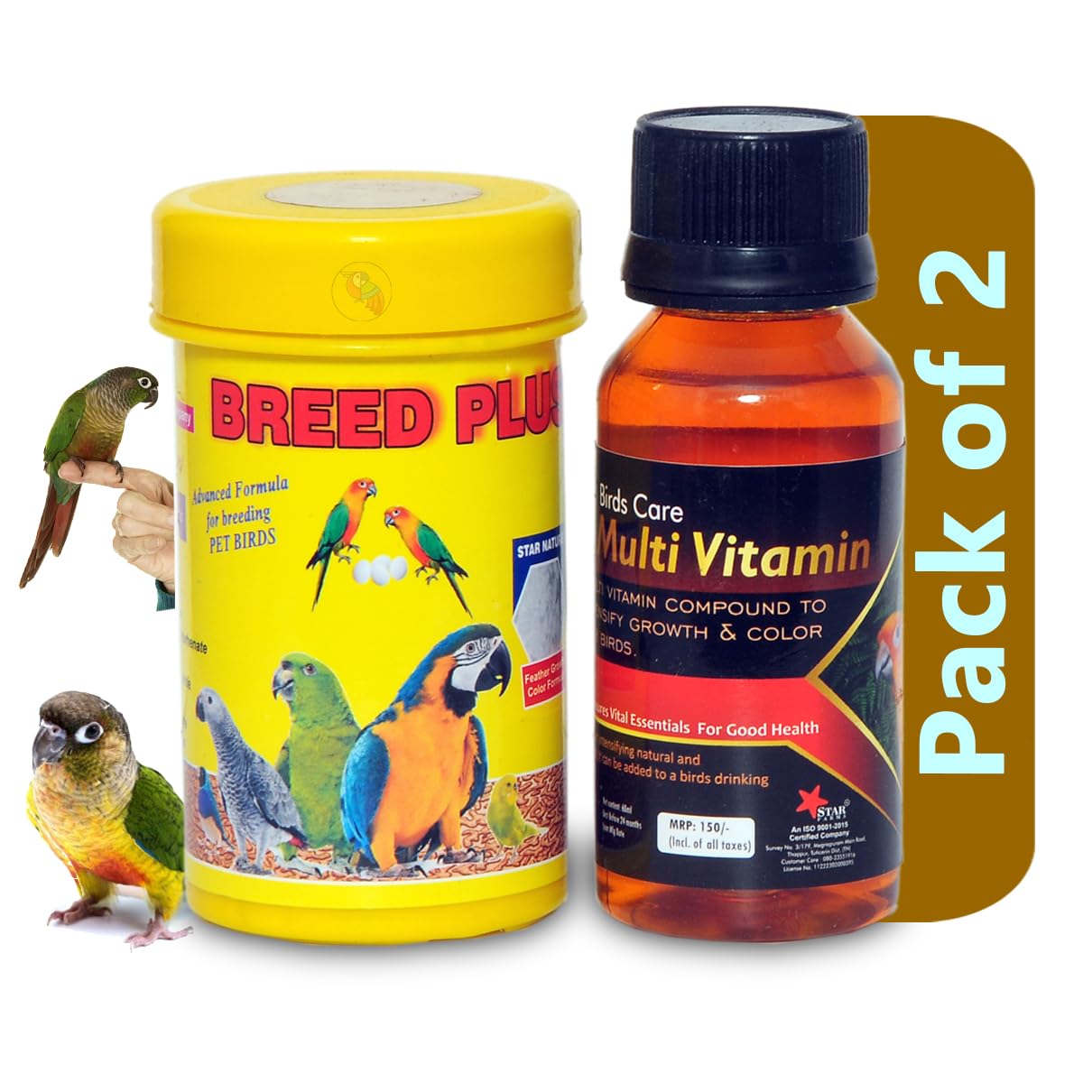 STAR FARMS Combo of 2, Breed Plus 50g + Birds Care Multivitamin 60ml / Suitable for All Birds Better Fertility, Improves Egg Production, Body Weight, Release Bird Stress, Energy/Pack of 2 (B0BFLLK7VV) Amazon Price History, Amazon Price Tracker