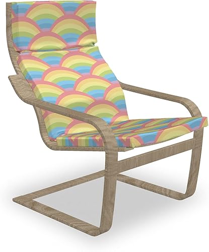 Ambesonne Pastel Armchair Pad and Slipcover, Rainbow Inspired Composition of Soft Tone Colorful Half Circles Squama Scale Pattern, 1 Piece Soft