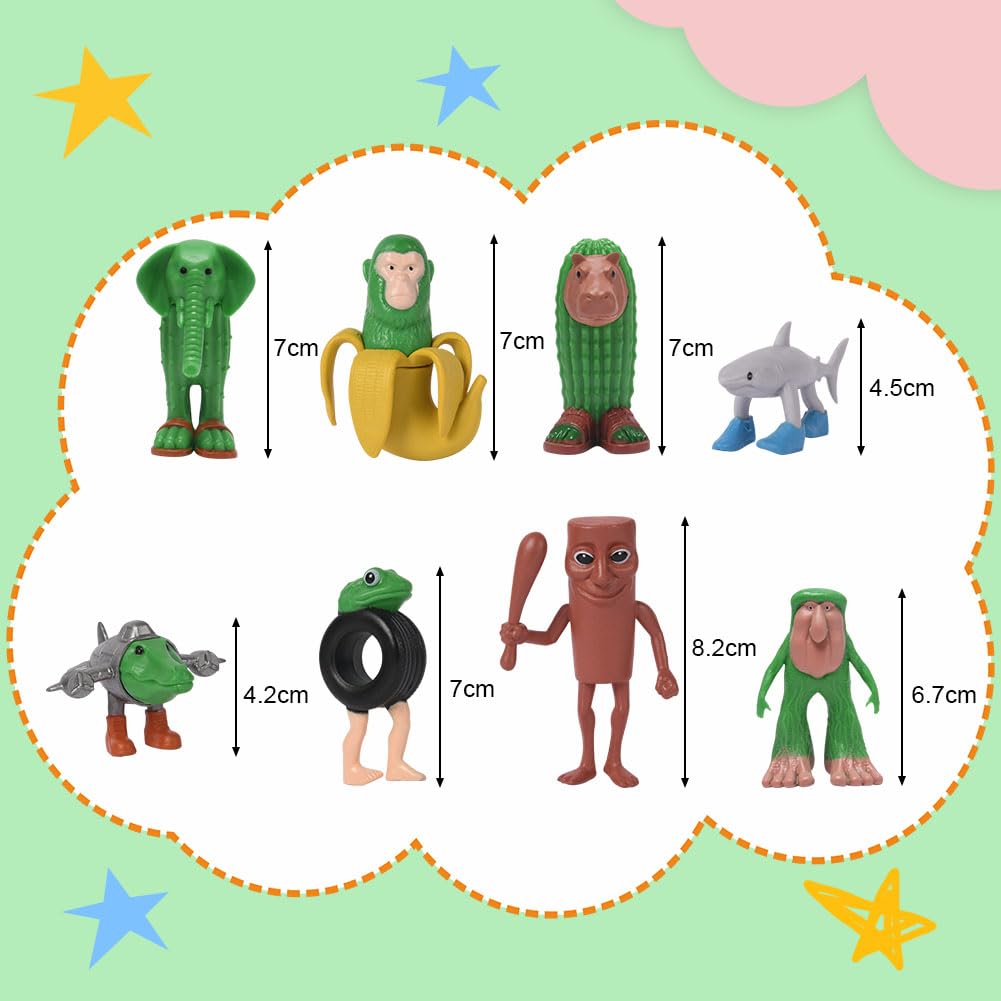 AOOSA 8PCS Italian Brainrot Action Figures Set, Tung Tung Tung Sahur Figures, Funny Tralalero Tralala Toy Desk Decor - Image 2