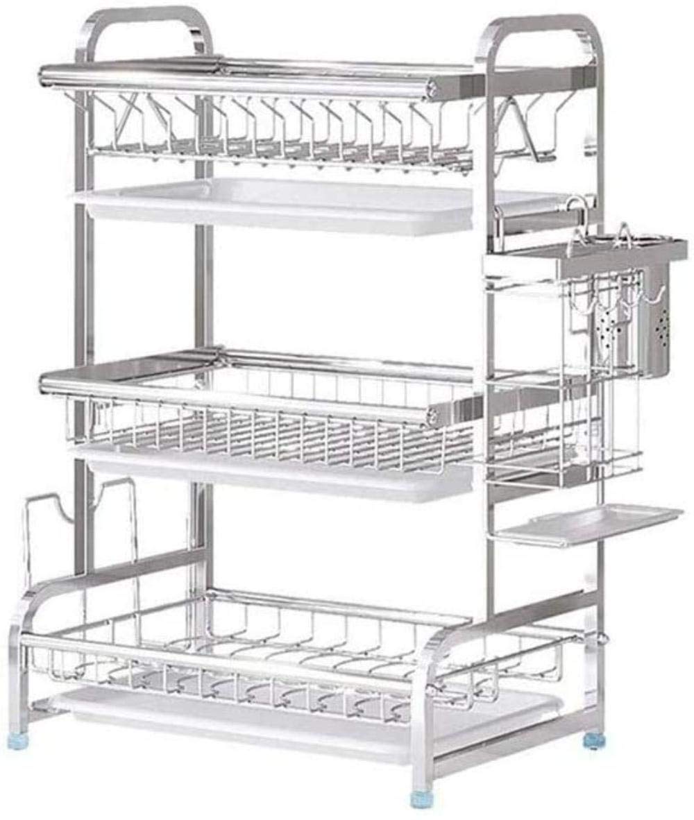 TYUHDUYUR Drain Rack Drying Racks Plastic Drip Tray, Chopstick Cutting Board Holder, 3-Tier Kitchen Cutlery Dish Drainer Storage Rack Plates Bowl Tableware