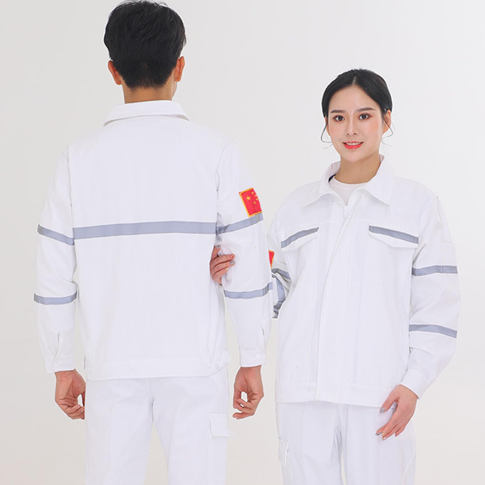 Combinaisons Pour Hommes, Salopette De Travail En Coton À Manches Longues Pour Femmes, Combinaison De Travail Avec Bande Réfléchissante, Veste Et Pantalon