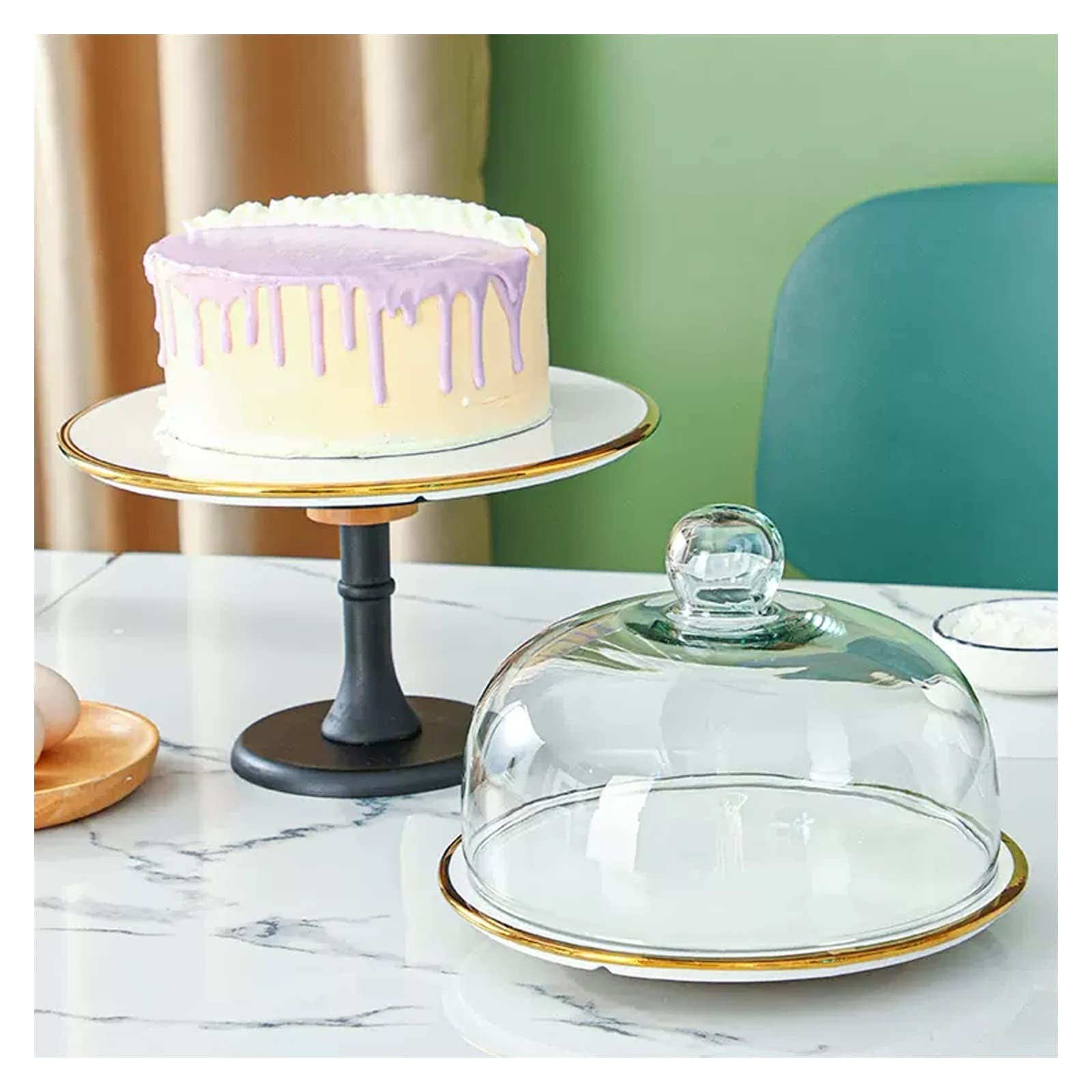 Support rotatif pour gâteau Plateau à gâteau d'anniversaire plateau haut rotatif en céramique confiserie Dessert présentoir à gâteau présentoir à gâteau de fête présentoir à Dessert Outil d'affichage