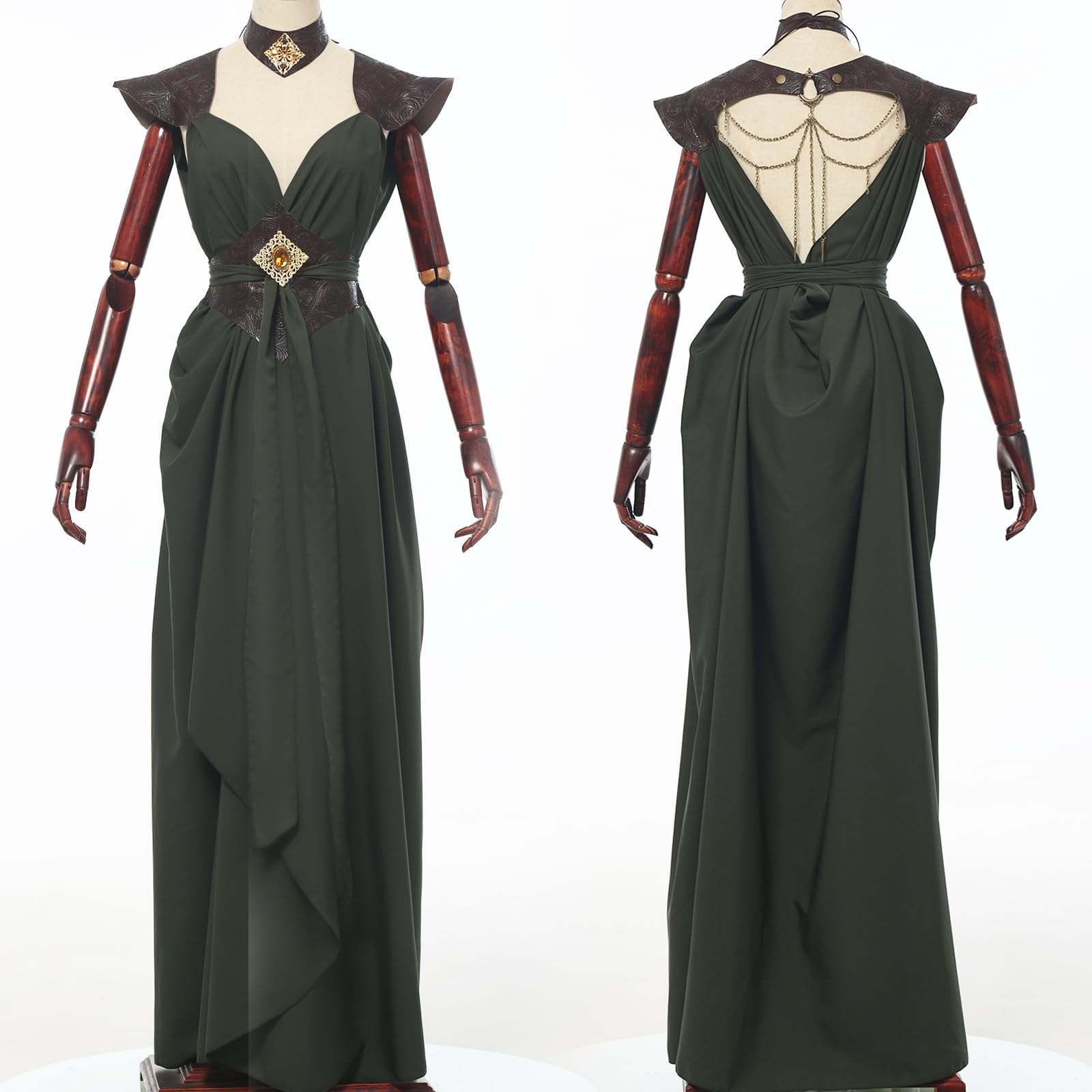 UniqKaliber Medieval Elven Cloak for Women Full Length Fairy Cape Off Shoulder Capelet Renaissance Cosplay Costume - Image 3