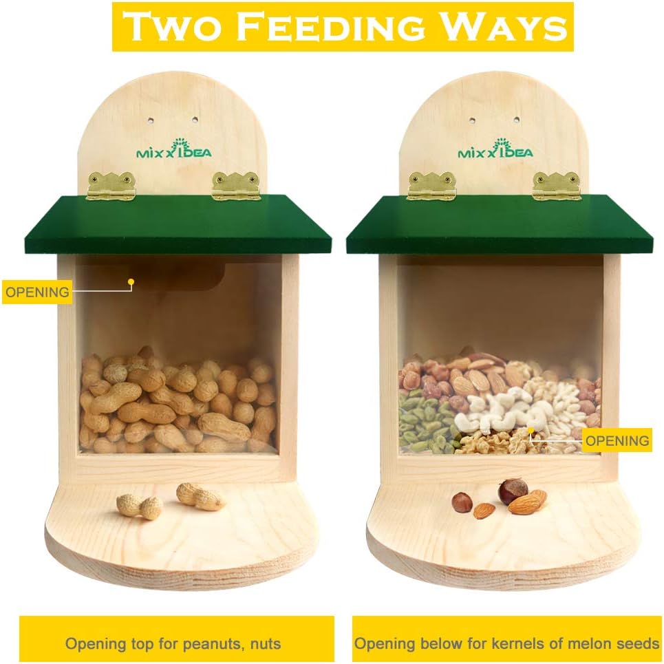 MIXXIDEA Wooden Squirrel Feeder Box,Squirrel Feeders for Outside Garden, Squirrel Feeder Table with Umbrella : Patio, Lawn & Garden