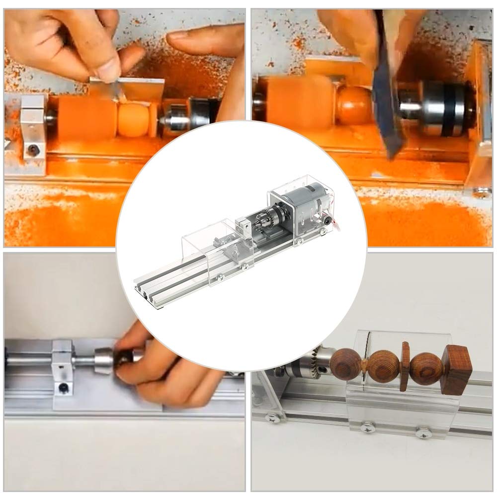 ZTBH Torno para carpintería 20W Mini Máquina de Torno Herramienta, Máquina de Torno Molending Pulishing Beads Drilly Herramienta Set Juego de Herramientas