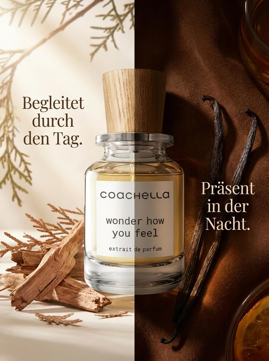 Coachella - Wonder How You Feel - Extrait de Parfum, 50 ml | Unisex | 21 % Duftöl | Made in France | Würzig, Oriental & Holzig | Langanhaltend