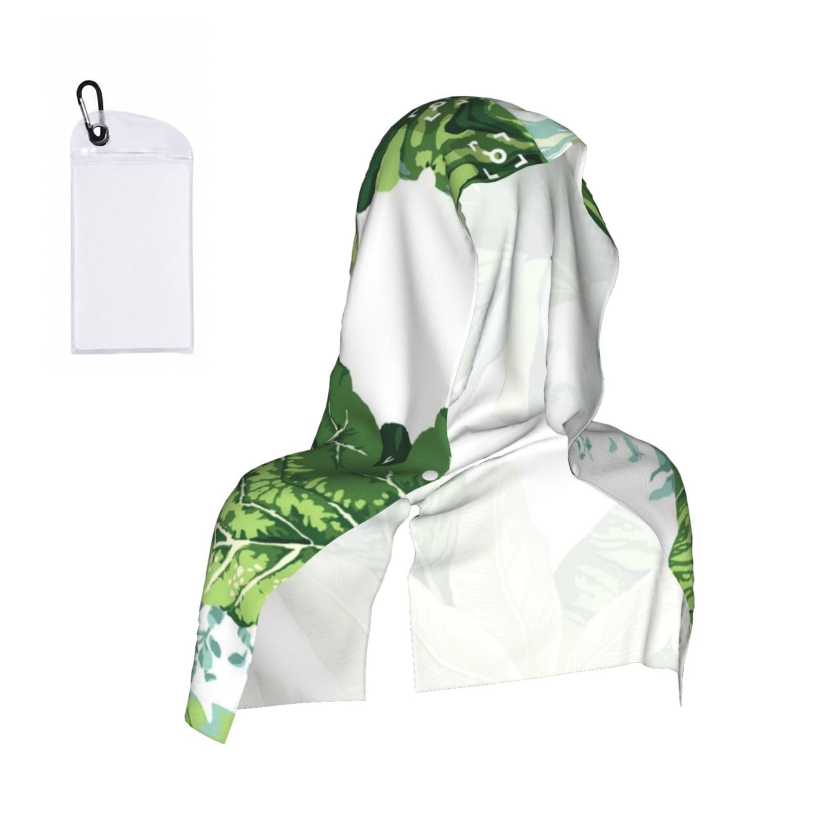 EZDLOWVBA Cute Banana Leaves Print 2 Pack Cooling Hoodie Towels,Sports Headscarf, Neck Wrap Scarf,Breathable Cooling Towel For Neck And Face, Travel, Swimming, Training